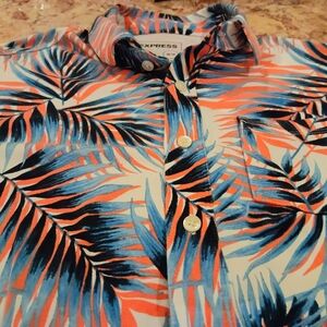 Express Multi-Color Tropic Palm Button Down
